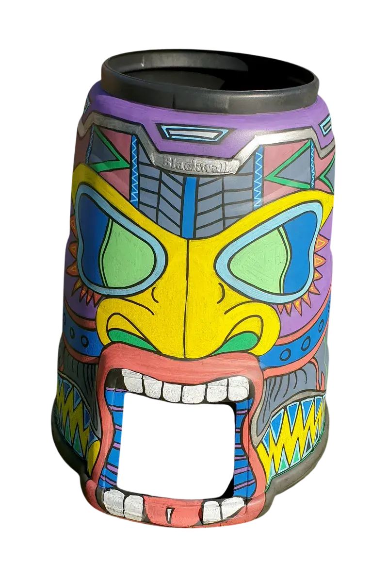 Back of Tiki compost bin in acrylic