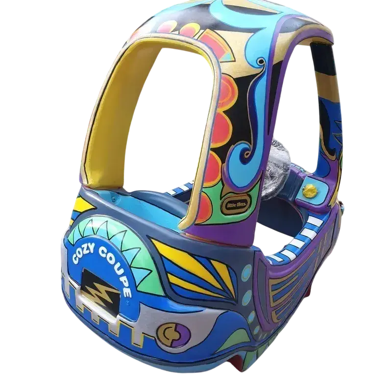 Back of Tiki Cosy Coupe toy car painted with acrylic