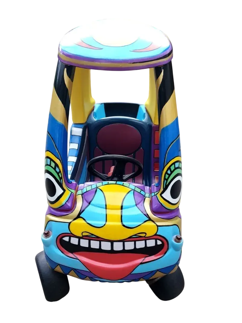 Tiki Cosy Coupe toy car painted with acrylic